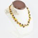 Multicolor Amber necklace polished leaves